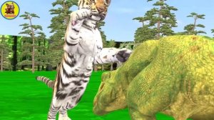 10 Giant Tiger Wolf Vs 10 Mammoth Elephants Help Cow Cartoon 2 Giant Bulls Vs Jaguar Attack Buffalo