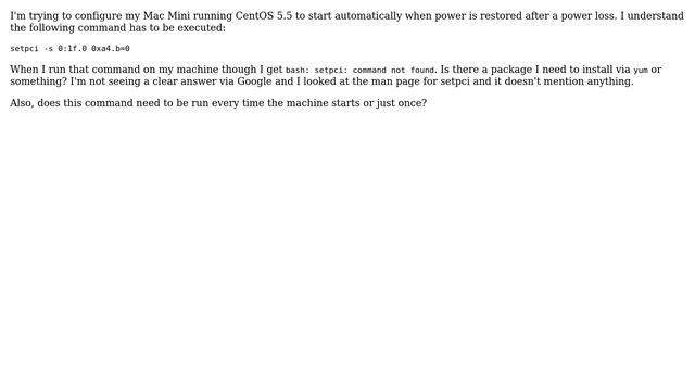 DevOps & SysAdmins: "setpci: command not found" in CentOS