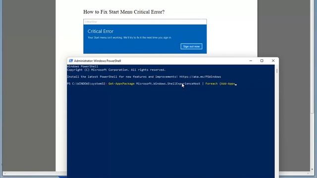 Fix Start Menu Critical Error смотреть онлайн