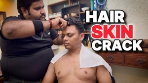 Shambhoo Barber 💈 Head & Body Massage With Smoky Oil | Hair , Skin Cracking #indianbarber #ASMR