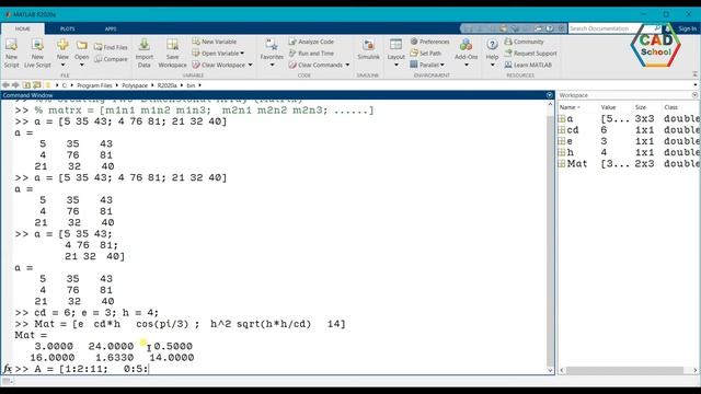 MATLAB Tutorial - 2.2. Creating Two Dimensional Array (Matrix) in MATLAB - Matlab Myanmar