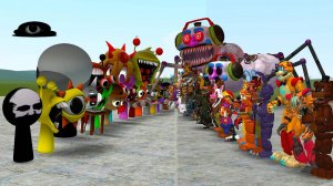 ALL SPRUNKI PHASES VS ALL FNAF 1-10 ANIMATRONICS In Garry's Mod!
