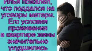 Илья пожалел, что поддался на уговоры матери. Его условия проживания в квартире жены...