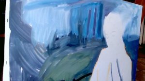 Девушка в кафе. Картина красками