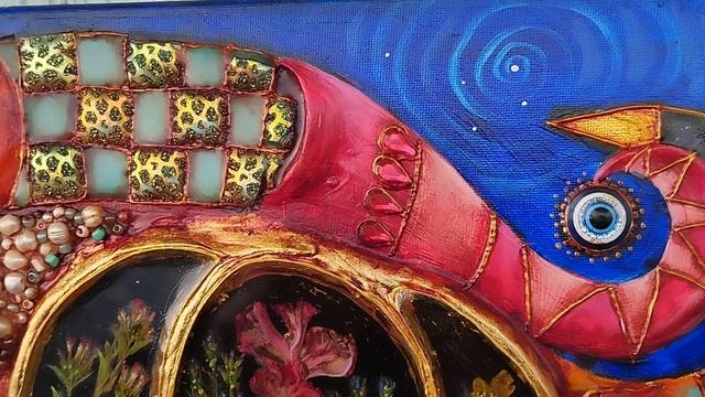 Картина-Талисман " Золотая рыбка ". Автор Щербакова Ольга, Ялта.