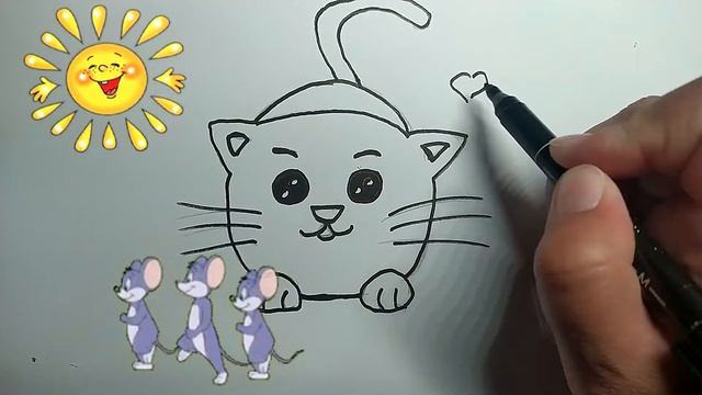 Як намалювати простий малюнок для дітей/КОТИК/Easy drawings for kids/CAT смотреть онлайн
