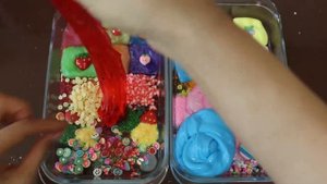 Радужный макияж блёстки миксуем в слайм! Увлекательное видео со слаймом!