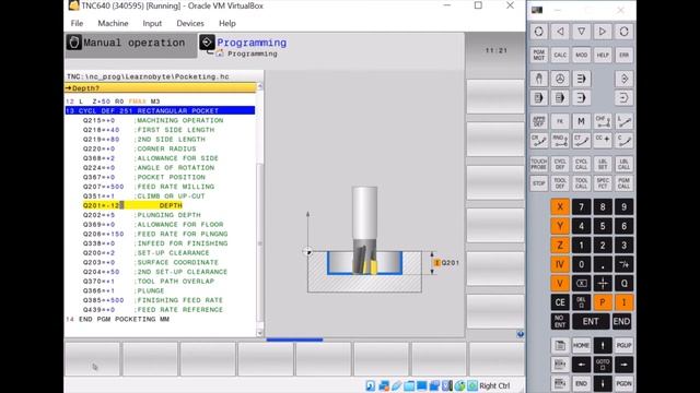 Heidenhain TNC640 - Programming- Fixed Cycles - RECTANGULAR POCKET (Cycle 251) - Part 2 - Tutorial