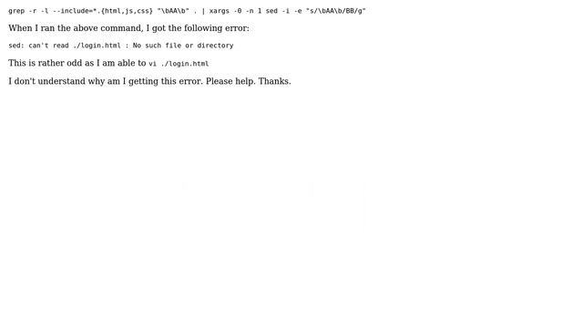 Linux sed can't read the file that's right there смотреть онлайн