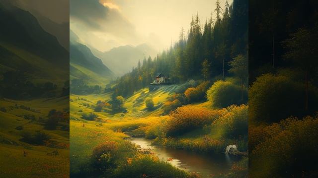 Таежные места, красивые равнины, пейзажи. Нейросеть рисует. #пейзаж #природа #нейросетьрисует
