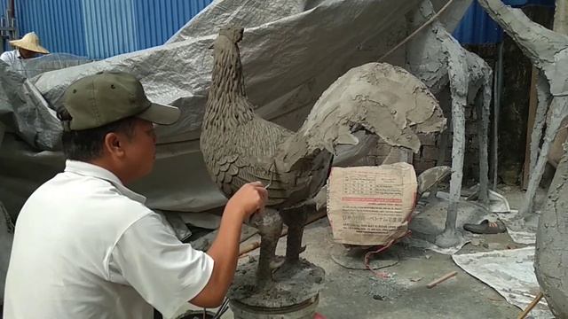 Amazing chicken statue design with cement materials - Work skill смотреть онлайн
