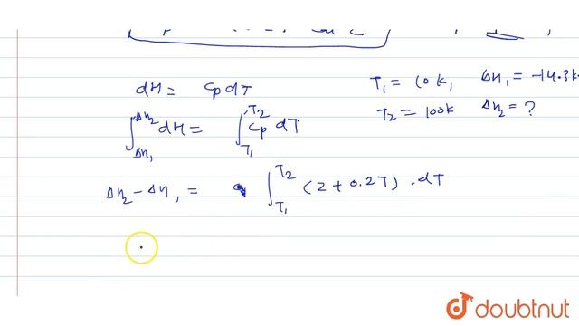 For a reaction DeltaC_(p)=2.0+0.2T cal^(@)C and enthalpy of reaction at 10K is -14.3kcal. The e... смотреть онлайн