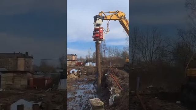Вибропогружатель OMS на базе экскаватора LGCE. Аренда спецтехники тел. +7 (985) 185-77-77