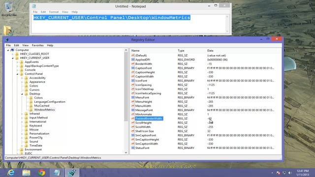 QS 120 Change the border width of a window in Windows 8