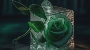 Цветок розы в кубике льда