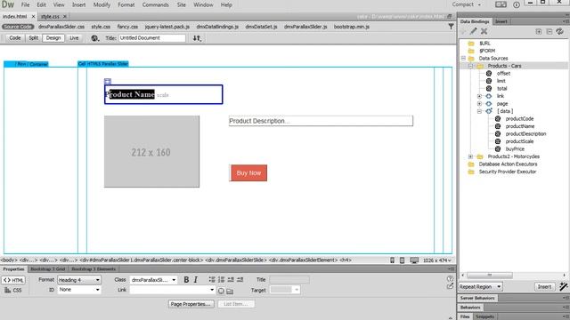 Using Dynamic Data in HTML5 Parallax Slider