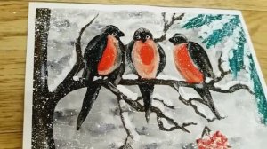 Снегирь_Птица_Как нарисовать гуашью просто - обучающее видео для детей