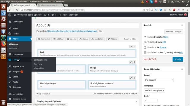 Learn Wordpress Basics Tutorial for beginners (Part#9) Site Origin Widget Bundle | Contact Form 7