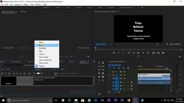 Telugu Premiere Tutorials | CAPTIONS and SUBTITLES tutorial for Premiere Pro | Premiere Tutorial смотреть онлайн