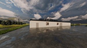 Здание конюшни с крытым манежем (Stable building with indoor riding arena).