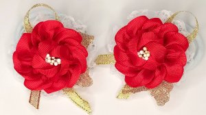 Бантики розочки из репсовой ленты