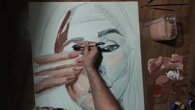 ПОРТРЕТ ДЕВУШКИ (без ускорения). Как НАРИСОВАТЬ портрет девушки. Часть 2