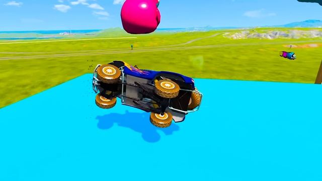 Big  Small: Mcqueen with Spinner Wheels vs Doc Hudson with Saw Wheels vs Thomas Trains - BeamNG