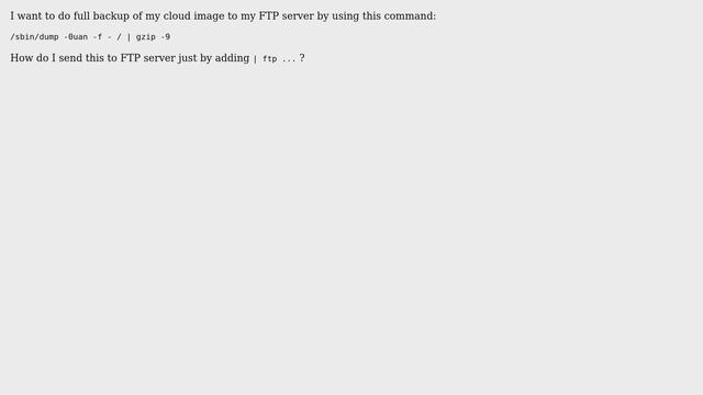 DevOps & SysAdmins: CentOS /sbin/dump to FTP смотреть онлайн