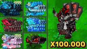 PVZ 1 Fusion 2.3 - Все Гибриды Горохострелов VS X100.000 Ультимативная Клоун-Королева Зомби - Кто По