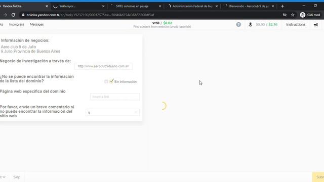 Yandex Toloka - Find content from website (prod) (spanish) - 3,28$ (total 4,44$)