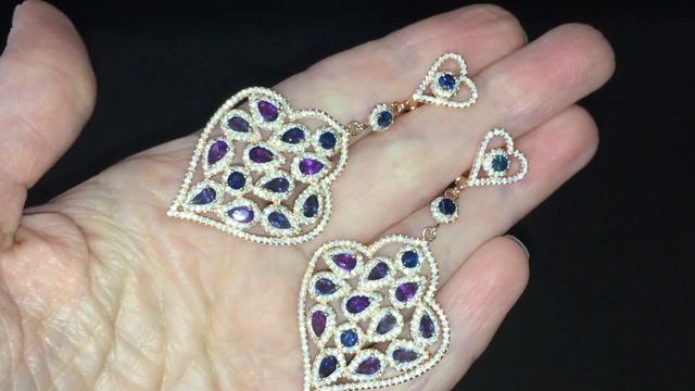 Серебряные серьги-шандельеры Аметист & Сапфир смотреть онлайн
