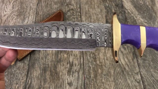 ASH HC11 Damascus Steel Custom Handmade Hunting Bowie knife 13 75 inches