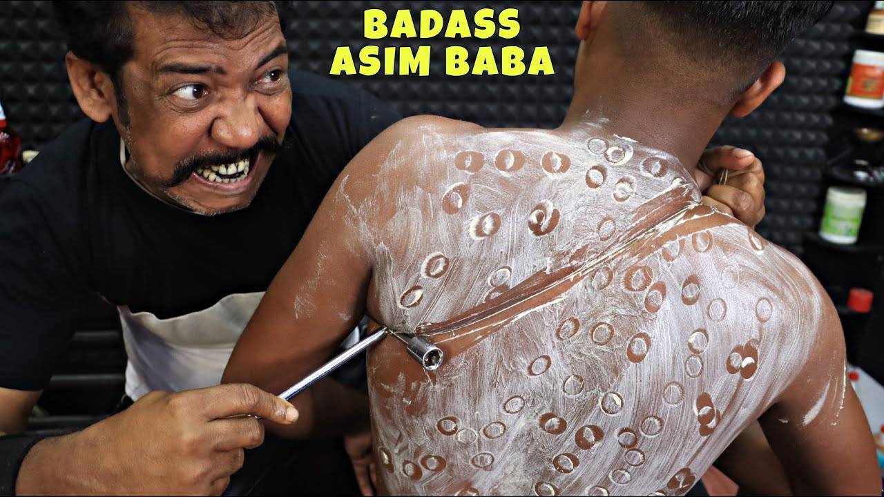 Amazing Body Scrubbing & Back Massage by Asim Barber ｜ Head Massage & Neck Cracking ｜ SWAG ASMR