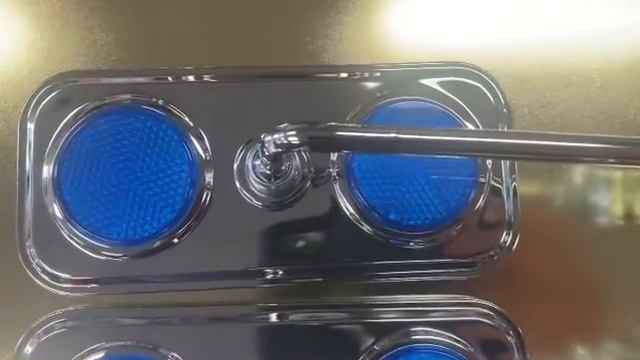 Rectangle mirrors with blue reflectors for lowrider bikes sold by vulture line company