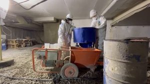 Интересный опыт с объекта. Смесь Скрепа, установка PFT. Компании ЕвроТех и Арена помогают. Часть 1