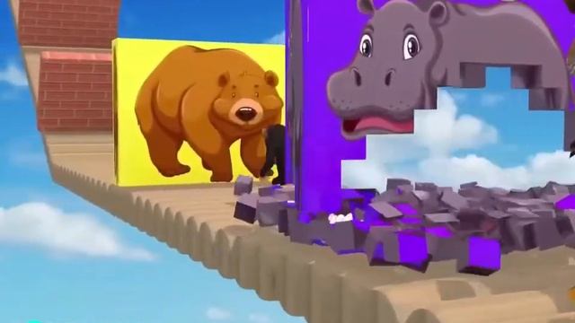 Paint & Animals Duck,Gorilla,Lion,Elephant,Cow,Sheep Fountain Crossing Transformation Animal Cartoo смотреть онлайн