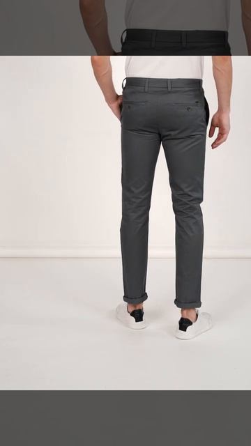 Men Slim Fit Grey Pure Cotton Trousers смотреть онлайн