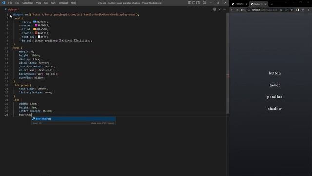 Button hover parallax shadow (HTML CSS)