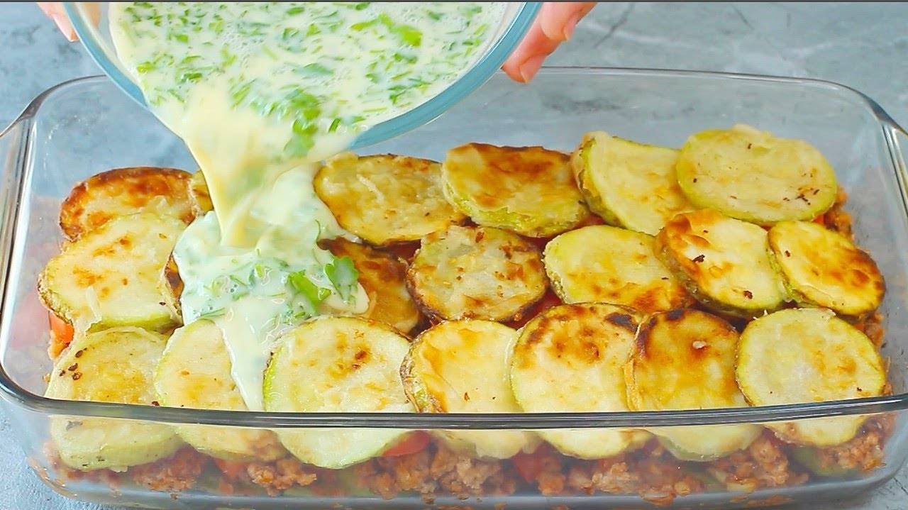 Очень вкусная, сочная Запеканка из кабачков с фаршем. Простой рецепт кабачковой запеканки в духовке