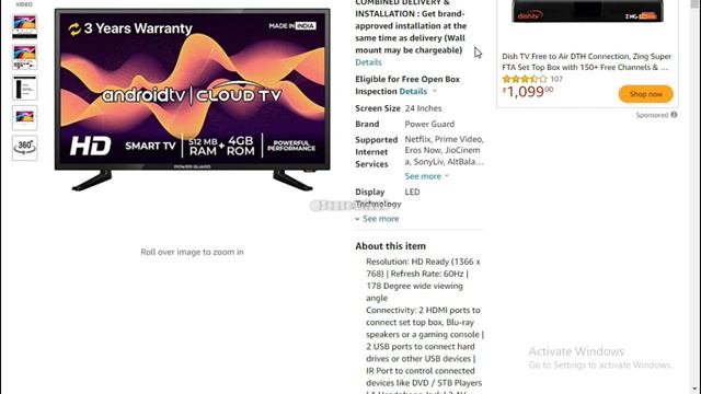 Power Guard 24 inches HD Ready Smart LED TV PG24S with Remote Control & Free Installation