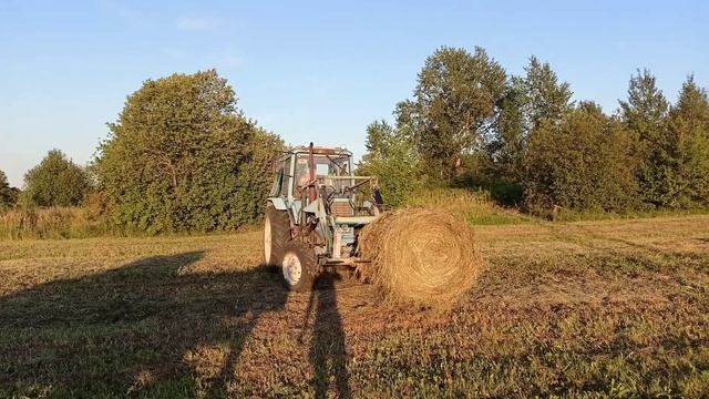 Грузим тюки сена трактором МТЗ 82 смотреть онлайн