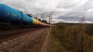 Электровоз 4ЭС5К-004 "Ермак" с наливным поездом.