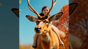 Девочка верхом на олене