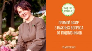3 важных вопроса от подписчиков. Прямой эфир от 15.04.2021.