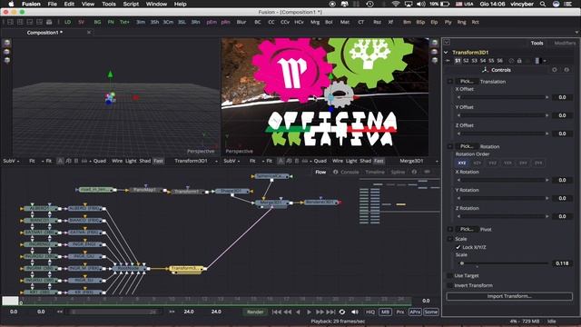 New features Blackmagic Fusion 9 Insert 3d fbx models  into 360VR scene