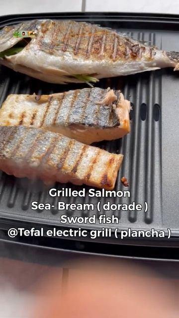 GRILLING SALMON SWORDFISH SEA BREAM  DORADE  ON ELECTRIC GRILL  TefalRussia  shorts