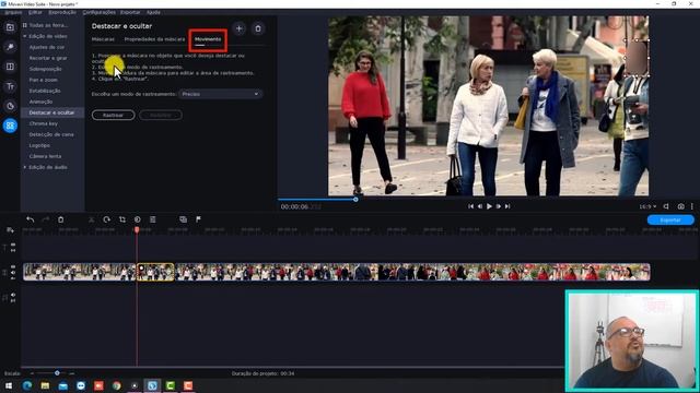 TUTORIAL MOVAVI - COMO RASTREAR MOVIMENTO DE PESSOAS OU OBJETOS (MAIS FÁCIL) - NOVA FUNÇÃO - AULA 5 смотреть онлайн