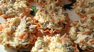 Салат,, Вкусный перекус,, в тарталетках