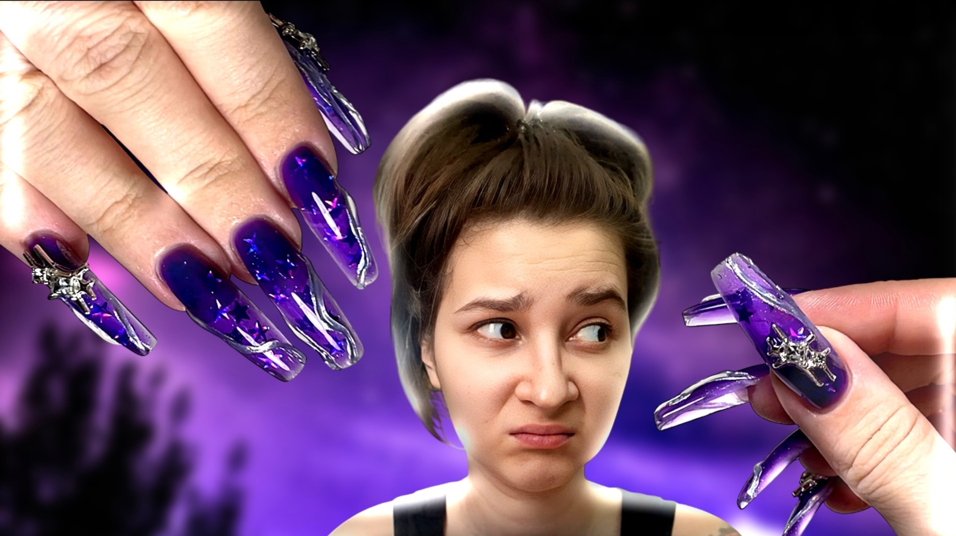 ТРЕСНУЛИ ГЕЛЕВЫЕ ТИПСЫ 🫣 КАК ПОЧИНИТЬ НОГОТЬ, ФИОЛЕТОВЫЙ NAIL ART ⭐️