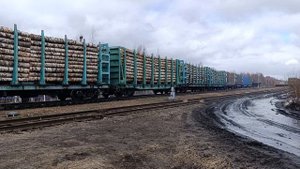 Грузовой состав под 2ТЭ10М-0105 отправляется со станции  Кирс, апрель 2025